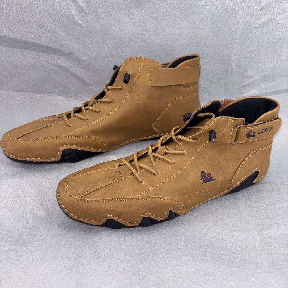 LDECK Brown Leather High Top Martin Sport Shoes Men's US 11 EU 45 Worn Twice